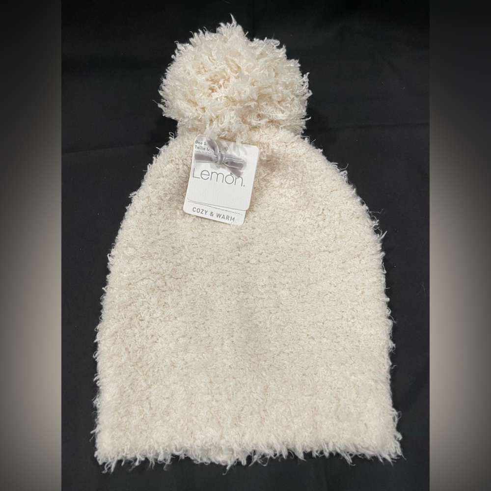 Lemon Cozy & Warm Cream Beanie